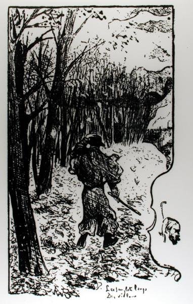 Verlaine i ett höstlandskap, illustration från Impression dAutomne: Les Sanglots Longs av Paul Verlaine (1844-96) av F.A. Cazals
