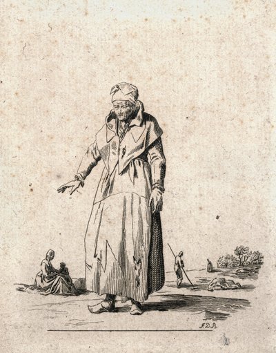 Bondekvinna (gravyr) av F.D.B. Monogrammist