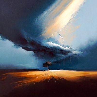 Abstrakt landskapsmålning i olja, John Singleton-stil, utskrivbar digital konst av F. Abderrahim