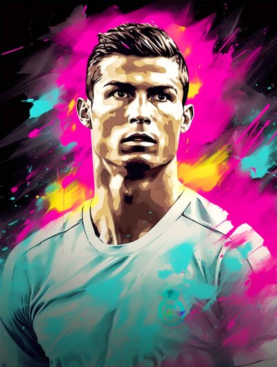 Abstrakt akrylmålning, Cristiano Ronaldo på duk, väggkonsttryck av F. Abderrahim