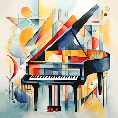 Kandinsky abstrakt stil, abstrakta pianotangenter, väggdekoration för hall  vardagsrum av F. Abderrahim