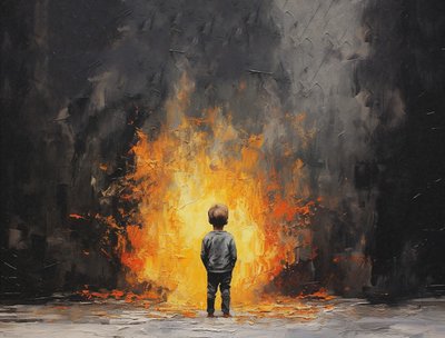 Minimalistisk målning impasto pensel, oskyldigt porträtt, väggkonsttryck av F. Abderrahim