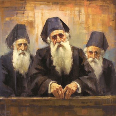 Porträttmålning av en religiös präst, konsttryck på duk av F. Abderrahim