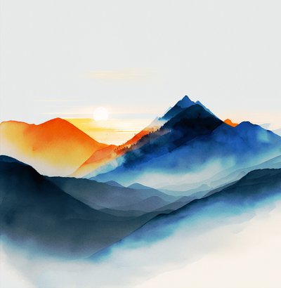 Shades of Serene blue mountains, canvas och konsttryck av F. Abderrahim