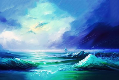 abstrakt målning havslandskap pastellfärg, canvas och väggkonst tryck online av F. Abderrahim