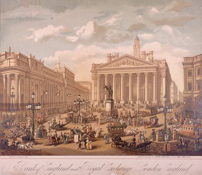 Bank of England och Royal Exchange, London, c1860 av F Appel