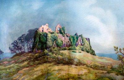 Oystermouth Castle, nära Swansea, Wales, 1924-1926. av F. C. Varley