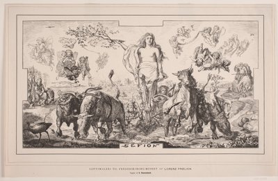 Gefion, takmålning för Frederiksborgsmuseet av Lorenz Frølich av F. Hendriksen