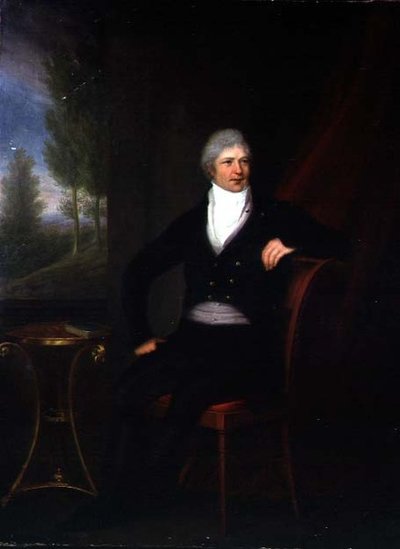 Porträtt av en sittande gentleman vid ett fönster av F. Landsberg
