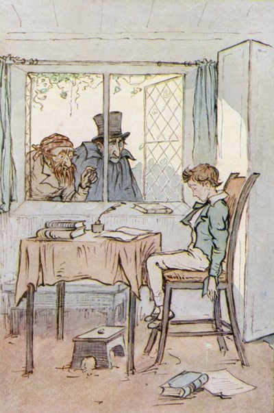 Illustration för Oliver Twist (färg litho) av F. M. B. Blaikie