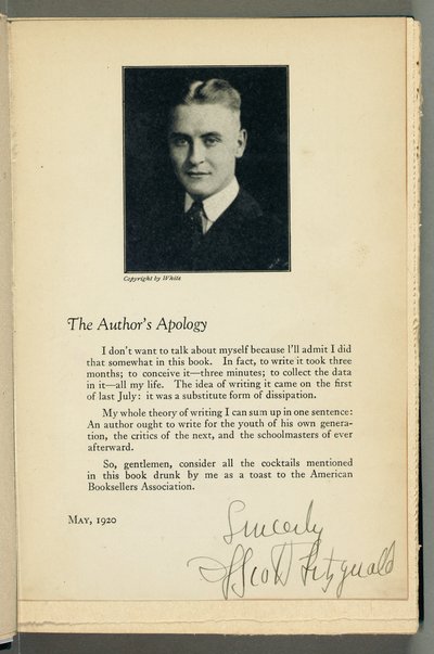 Signerad kopia av "This Side of Paradise" av F. Scott Fitzgerald
