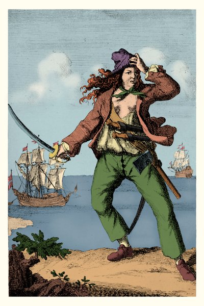 Mary Read - engelsk kvinnlig pirat (gravyr) av F. Wentworth