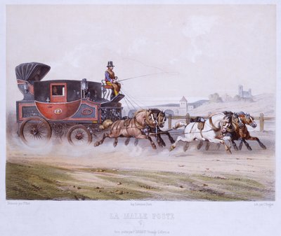 The Mail Coach, graverad av Charles Bargue (1826-83) av F. after Fort