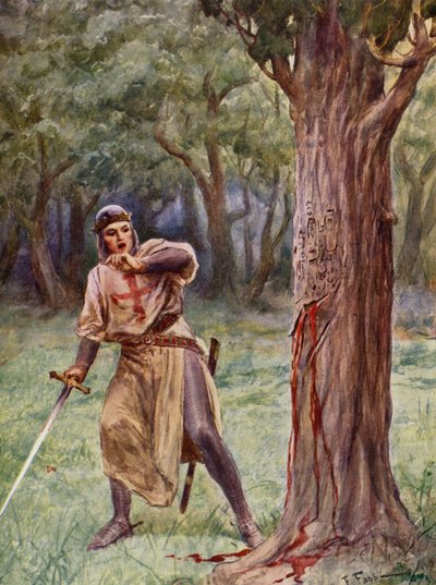 La Gerusalemme Liberata av Torquato Tasso: Canto XIII, strof 41 (färglitografi) av Fabio Fabbi