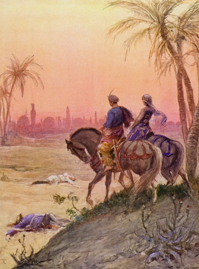 La Gerusalemme Liberata av Torquato Tasso: Canto XIX, strof 102 (färglitografi) av Fabio Fabbi