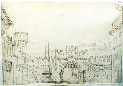 Scenografisk miljö av F. Galliari för Antonio Vivaldis opera "Caton d