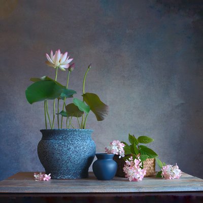 Fridfullt stilleben med lotus av Fangping Zhou
