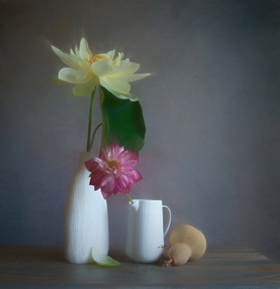 Mjukt lotus-stilleben av Fangping Zhou