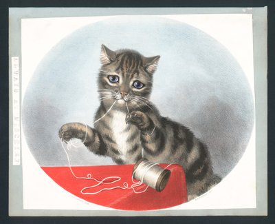 Always at Mischief - viktorianskt gratulationskort (chromolitho) av Fanny Corbaux
