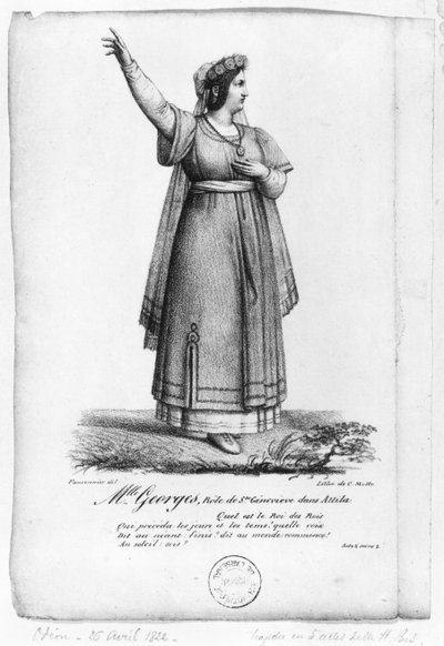 Mademoiselle George i rollen som St. Genevieve från akt II, scen 3 av 
