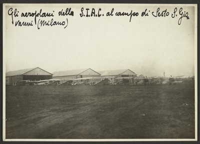 S.I.A.C.-flygplanen på Sesto S. Giovanni-fältet (Milano) av Fedele Azari