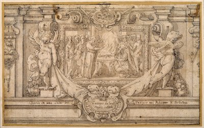 Påsken (penna & brunt bläck med brun tvätt på vitt papper) av Federico (studio of) Zuccaro