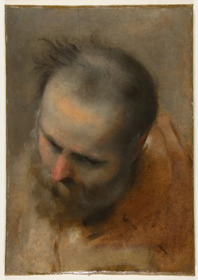 Huvudstudie av en skäggig man som blickar nedåt till vänster (Nikodemus) av Federico Barocci