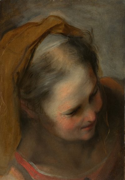 Chef för en gammal kvinna som ser till nedre höger av Federico Barocci