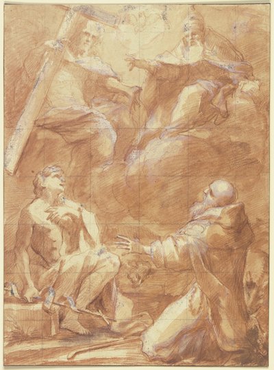 Johannes der Täufer und der Heilige Antonius erblicken Gottvater av Federico Barocci