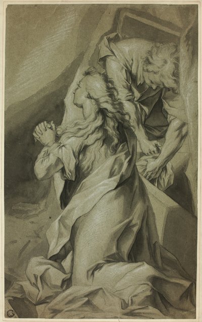 Knästående Magdalena och gravskötare av Federico Barocci