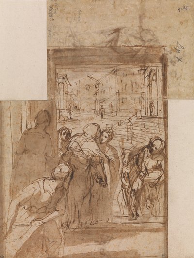 Kompositionsstudie för Visitationen av Federico Barocci
