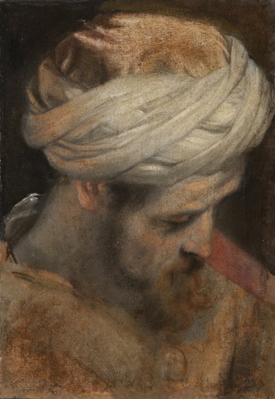 En prästs huvud, studie till Omskärelsen av Federico Barocci