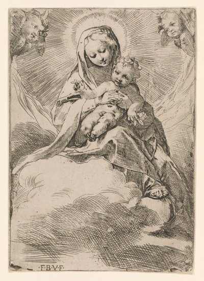 Jungfru och barn i molnen av Federico Barocci