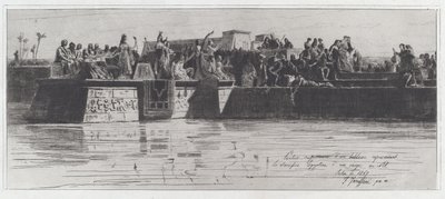 Övre delen av en målning som representerar det egyptiska offret av en jungfru till Nilen [The Upper Part of a Painting Representing the Egyptian Sacrifice of a Virgin to the Nile] av Federico Faruffini