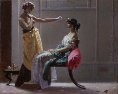 Scapigliatura: Ancient toalett (Toilette ancienne) par Faruffini, Federico (1831-1869). Olja på duk, storlek: 40x49,5 av Federico Faruffini