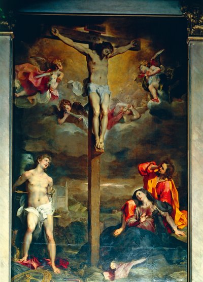 Korsfästelse med jungfru och helgon av Federico Fiori Barocci or Baroccio