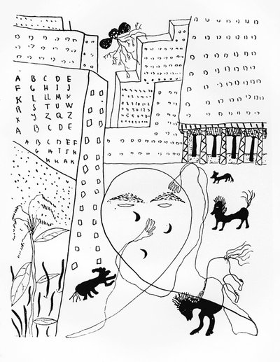 Självporträtt av poeten Federico Garcia Lorca (1898-1936) i New York, 30-talet av Federico Garcia Lorca