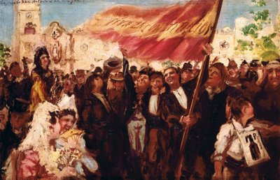 Plaza San Antonio de Cadiz på dagen för eden av konstitutionen 1812 (olja på duk) av Federico Godoy y Castro