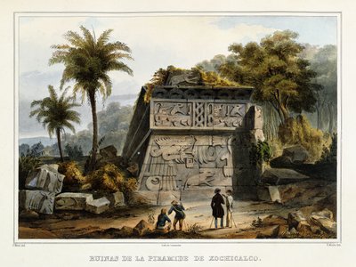 Ruinerna av pyramiden i Xochicalco, 1839? av Federico Mialhe