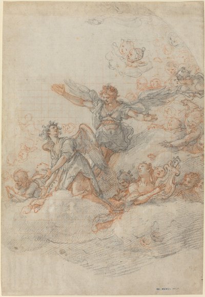 Änglar och Putti i molnen av Federico Zuccaro
