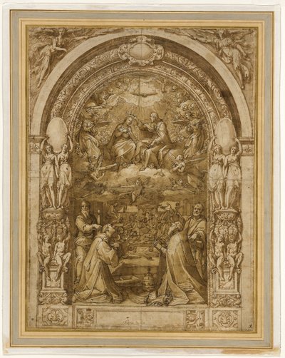 Jungfru Marias kröning och Sankt Laurentius martyrdöd av Federico Zuccaro