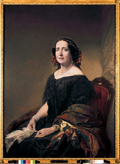 Porträtt av den kubanska bokstäverkvinnan Gertrudis Gomez de Avellaneda av Federico de Madrazo y Kuntz