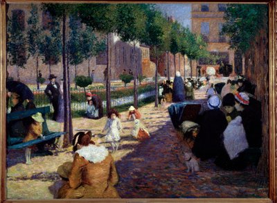 Utsikt över Antwerp square, Paris - olja på duk av Federigo Zandomeneghi