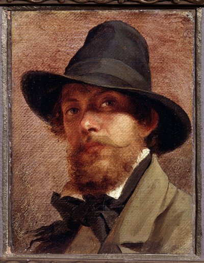 ""Självporträtt"" Målning av Feodor Andreyevich Bronnikov (1827-1902) 1856 State V. Tropinin-Museum, Moskva av Fedor Andreevich Bronnikov
