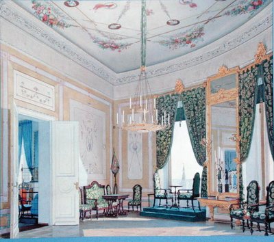 Salongen i Nikolaipalatset (Tchudov) i Kreml, 1847 (wc på papper) av Fedor Andreevich Klages