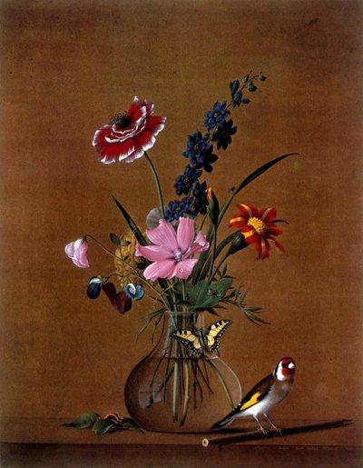 Bukett blommor med en fjäril av Fedor Petrovich Tolstoy