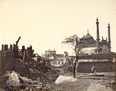 Batteri nära Begum Kotie. Sir Colin Campbells andra attack i mars 1858 av Felice Beato