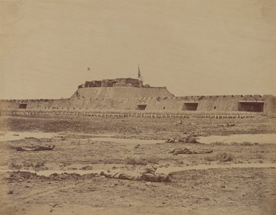 Den bakre delen av norra fortet efter dess tillfångatagande, visar den kinesiska arméns reträtt, 21 augusti 1860 av Felice Beato