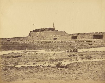 Baksidan av norra fortet som visar den kinesiska arméns reträtt, 21 augusti 1860 av Felice Beato