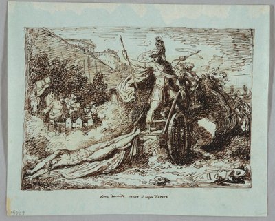 Achilles drar kroppen av Hector av Felice Giani